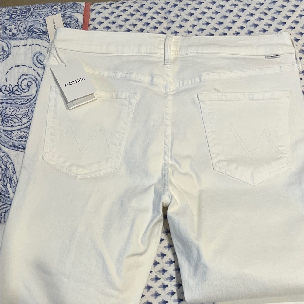MOTHER Women's Cream Straight Leg Jeans